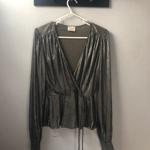 Olive green metallic top